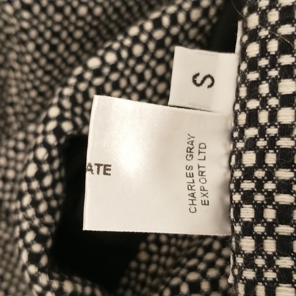 English Light Car Coat Charles Gray London Black & White Weave Cotton Classic S - Picture 7 of 8